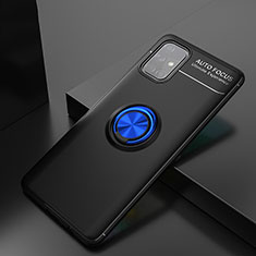 Custodia Silicone Ultra Sottile Morbida Cover con Magnetico Anello Supporto JM2 per Samsung Galaxy A71 4G A715 Blu e Nero