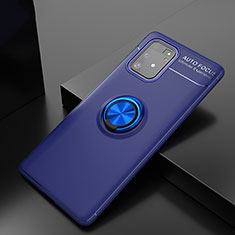 Custodia Silicone Ultra Sottile Morbida Cover con Magnetico Anello Supporto JM2 per Samsung Galaxy A91 Blu