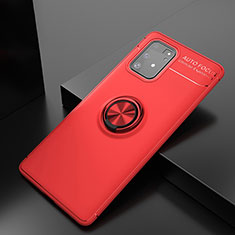Custodia Silicone Ultra Sottile Morbida Cover con Magnetico Anello Supporto JM2 per Samsung Galaxy A91 Rosso