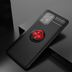 Custodia Silicone Ultra Sottile Morbida Cover con Magnetico Anello Supporto JM2 per Samsung Galaxy A91 Rosso e Nero