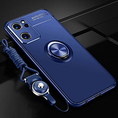 Custodia Silicone Ultra Sottile Morbida Cover con Magnetico Anello Supporto JM3 per OnePlus Nord CE 2 5G Blu
