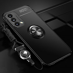 Custodia Silicone Ultra Sottile Morbida Cover con Magnetico Anello Supporto JM3 per Oppo A93 5G Nero