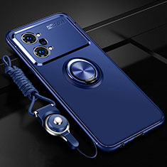 Custodia Silicone Ultra Sottile Morbida Cover con Magnetico Anello Supporto JM3 per Oppo K10 Pro 5G Blu