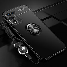 Custodia Silicone Ultra Sottile Morbida Cover con Magnetico Anello Supporto JM3 per Oppo K9S 5G Nero