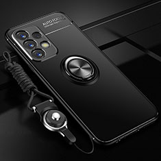 Custodia Silicone Ultra Sottile Morbida Cover con Magnetico Anello Supporto JM3 per Samsung Galaxy A13 4G Nero