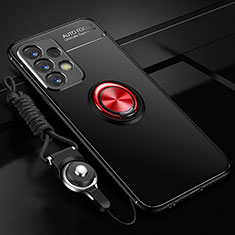 Custodia Silicone Ultra Sottile Morbida Cover con Magnetico Anello Supporto JM3 per Samsung Galaxy A23 5G Rosso e Nero