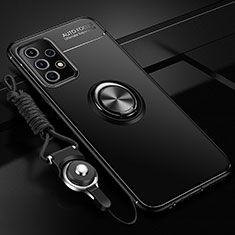 Custodia Silicone Ultra Sottile Morbida Cover con Magnetico Anello Supporto JM3 per Samsung Galaxy A52 4G Nero