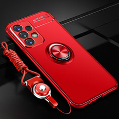 Custodia Silicone Ultra Sottile Morbida Cover con Magnetico Anello Supporto JM3 per Samsung Galaxy M32 5G Rosso