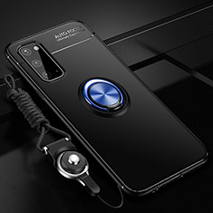 Custodia Silicone Ultra Sottile Morbida Cover con Magnetico Anello Supporto JM3 per Samsung Galaxy S20 5G Blu e Nero
