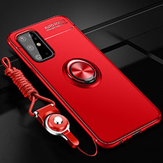 Custodia Silicone Ultra Sottile Morbida Cover con Magnetico Anello Supporto JM3 per Samsung Galaxy S20 Plus Rosso