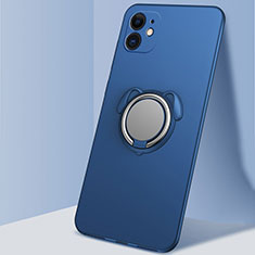 Custodia Silicone Ultra Sottile Morbida Cover con Magnetico Anello Supporto N02 per Apple iPhone 12 Mini Blu