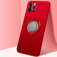 Custodia Silicone Ultra Sottile Morbida Cover con Magnetico Anello Supporto N02 per Apple iPhone 12 Pro Max Rosso