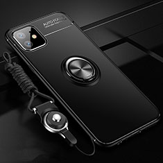 Custodia Silicone Ultra Sottile Morbida Cover con Magnetico Anello Supporto N03 per Apple iPhone 12 Nero