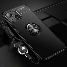 Custodia Silicone Ultra Sottile Morbida Cover con Magnetico Anello Supporto per Apple iPhone 13 Nero