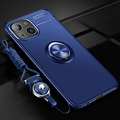 Custodia Silicone Ultra Sottile Morbida Cover con Magnetico Anello Supporto per Apple iPhone 14 Blu