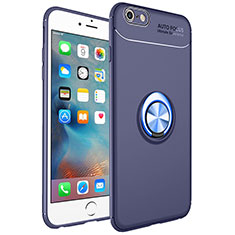 Custodia Silicone Ultra Sottile Morbida Cover con Magnetico Anello Supporto per Apple iPhone 6S Plus Blu