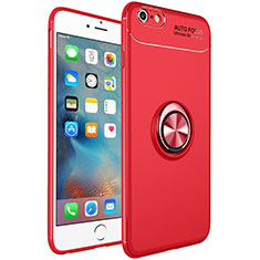 Custodia Silicone Ultra Sottile Morbida Cover con Magnetico Anello Supporto per Apple iPhone 6S Plus Rosso