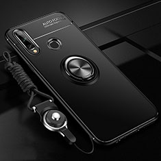 Custodia Silicone Ultra Sottile Morbida Cover con Magnetico Anello Supporto per Huawei Enjoy 10 Plus Nero