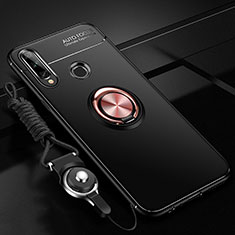 Custodia Silicone Ultra Sottile Morbida Cover con Magnetico Anello Supporto per Huawei Enjoy 10 Plus Oro e Nero