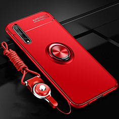Custodia Silicone Ultra Sottile Morbida Cover con Magnetico Anello Supporto per Huawei Enjoy 10S Rosso