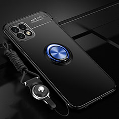 Custodia Silicone Ultra Sottile Morbida Cover con Magnetico Anello Supporto per Huawei Enjoy 20 5G Blu e Nero