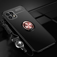 Custodia Silicone Ultra Sottile Morbida Cover con Magnetico Anello Supporto per Huawei Enjoy 20 5G Oro e Nero