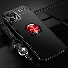Custodia Silicone Ultra Sottile Morbida Cover con Magnetico Anello Supporto per Huawei Enjoy 20 5G Rosso e Nero