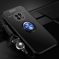 Custodia Silicone Ultra Sottile Morbida Cover con Magnetico Anello Supporto per Huawei Enjoy 20 Plus 5G Blu e Nero