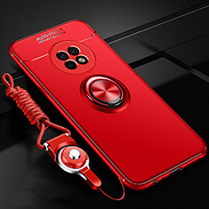Custodia Silicone Ultra Sottile Morbida Cover con Magnetico Anello Supporto per Huawei Enjoy 20 Plus 5G Rosso