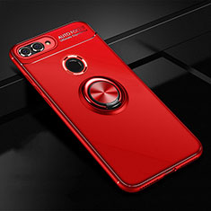 Custodia Silicone Ultra Sottile Morbida Cover con Magnetico Anello Supporto per Huawei Enjoy 8 Plus Rosso