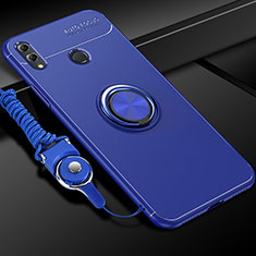 Custodia Silicone Ultra Sottile Morbida Cover con Magnetico Anello Supporto per Huawei Honor 10 Lite Blu