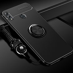 Custodia Silicone Ultra Sottile Morbida Cover con Magnetico Anello Supporto per Huawei Honor 10 Lite Nero