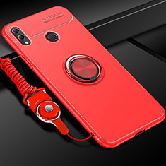 Custodia Silicone Ultra Sottile Morbida Cover con Magnetico Anello Supporto per Huawei Honor 10 Lite Rosso