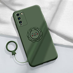 Custodia Silicone Ultra Sottile Morbida Cover con Magnetico Anello Supporto per Huawei Honor 30 Lite 5G Verde