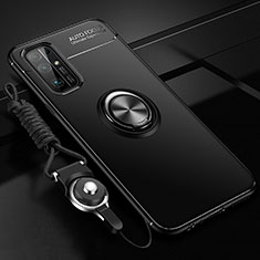Custodia Silicone Ultra Sottile Morbida Cover con Magnetico Anello Supporto per Huawei Honor 30 Nero