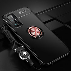 Custodia Silicone Ultra Sottile Morbida Cover con Magnetico Anello Supporto per Huawei Honor 30 Oro e Nero