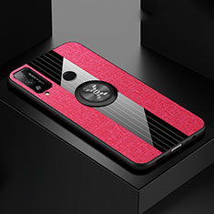 Custodia Silicone Ultra Sottile Morbida Cover con Magnetico Anello Supporto per Huawei Honor Play4T Rosa Caldo