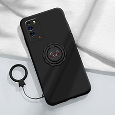 Custodia Silicone Ultra Sottile Morbida Cover con Magnetico Anello Supporto per Huawei Honor X10 5G Nero