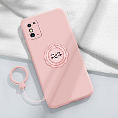 Custodia Silicone Ultra Sottile Morbida Cover con Magnetico Anello Supporto per Huawei Honor X10 Max 5G Rosa