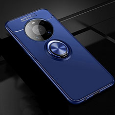 Custodia Silicone Ultra Sottile Morbida Cover con Magnetico Anello Supporto per Huawei Mate 40 Pro Blu