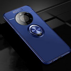 Custodia Silicone Ultra Sottile Morbida Cover con Magnetico Anello Supporto per Huawei Mate 40 Pro+ Plus Blu