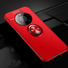 Custodia Silicone Ultra Sottile Morbida Cover con Magnetico Anello Supporto per Huawei Mate 40 Pro Rosso