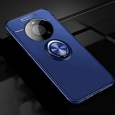 Custodia Silicone Ultra Sottile Morbida Cover con Magnetico Anello Supporto per Huawei Mate 40E 4G Blu