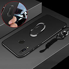 Custodia Silicone Ultra Sottile Morbida Cover con Magnetico Anello Supporto per Huawei Nova 3i Nero