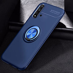 Custodia Silicone Ultra Sottile Morbida Cover con Magnetico Anello Supporto per Huawei Nova 5 Blu