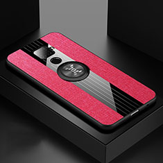 Custodia Silicone Ultra Sottile Morbida Cover con Magnetico Anello Supporto per Huawei Nova 5i Pro Rosa Caldo