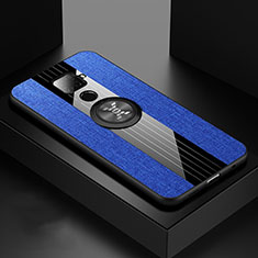 Custodia Silicone Ultra Sottile Morbida Cover con Magnetico Anello Supporto per Huawei Nova 5z Blu
