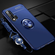 Custodia Silicone Ultra Sottile Morbida Cover con Magnetico Anello Supporto per Huawei Nova 6 5G Blu