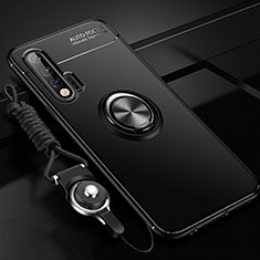 Custodia Silicone Ultra Sottile Morbida Cover con Magnetico Anello Supporto per Huawei Nova 6 5G Nero