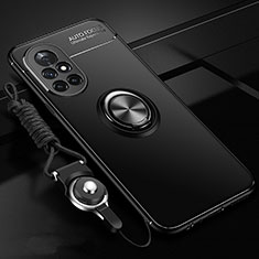 Custodia Silicone Ultra Sottile Morbida Cover con Magnetico Anello Supporto per Huawei Nova 8 5G Nero